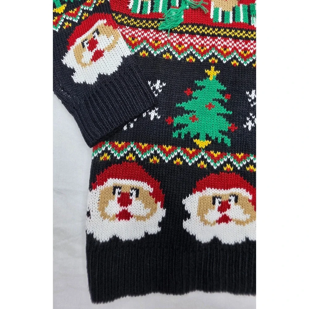 Daisys Boutique Santa Reindeer Ugly Christmas Sweater Black Red Mens Medium NWT